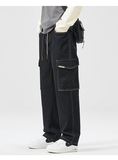 Pantalones Rectos Holgados Estilo Hong Kong Multiuso para Hombre - Image 14
