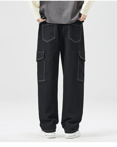 Pantalones Rectos Holgados Estilo Hong Kong Multiuso para Hombre - Image 15