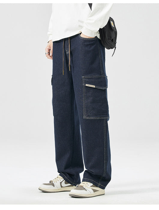 Pantalones Rectos Holgados Estilo Hong Kong Multiuso para Hombre - Image 16