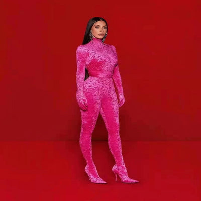 Jumpsuit Cuello Tortuga Rojo Rosado - Elegancia Moderna - Image 14