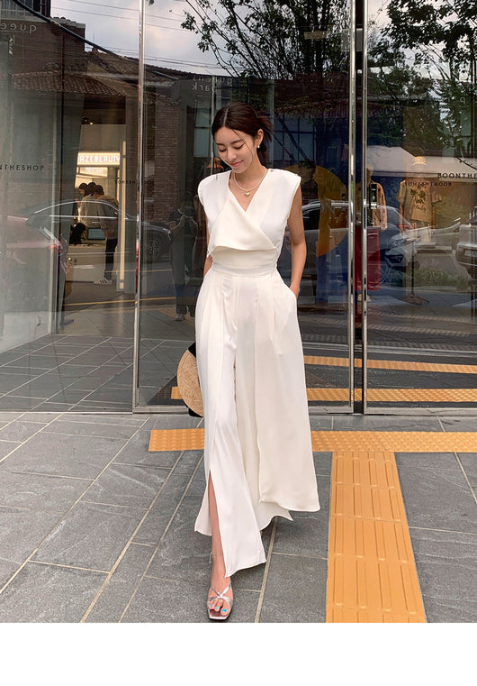 Jumpsuit Elegante para Mujer con Escote V y Abertura Lateral - Image 24