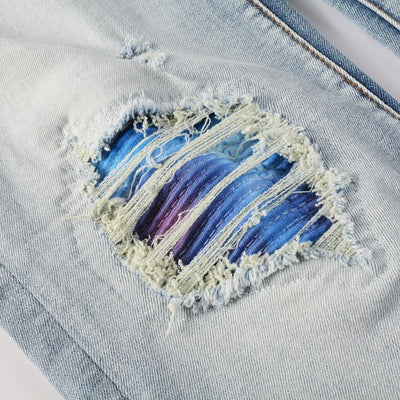 Jeans Slim Ajustados Blanco Roto con Parches Desgarrados y Detalles Vintage - Image 19