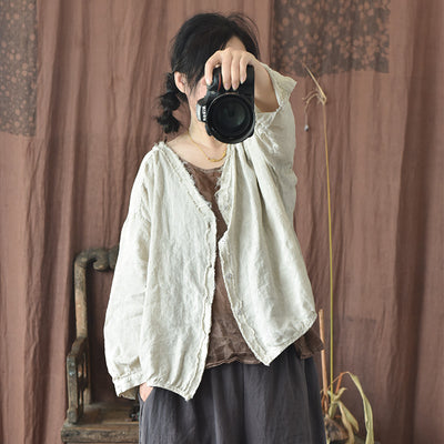 Camisa de Lino Lavado con Mangas Farol y Diseño Artístico Vintage - Image 17