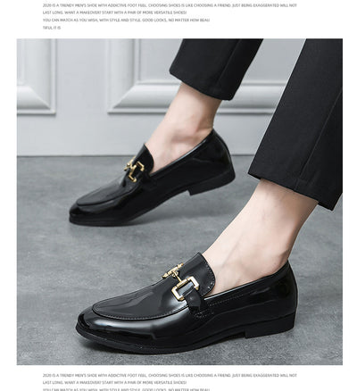 Mocasines Casuales de Cuero Brillante Talla Grande para Hombre - Image 13