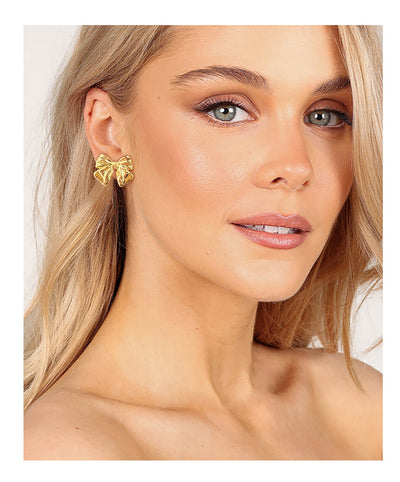 Aretes de Moño Estilo Europeo y Americano con Baño de Cobre 18K - Image 15