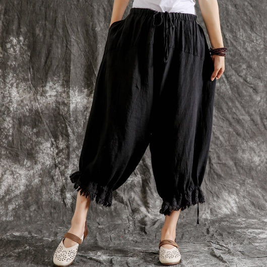 Pantalones Casuales de Algodón y Lino Sueltos Tipo Linterna para Verano - Image 18