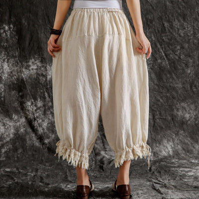 Pantalones Casuales de Algodón y Lino Sueltos Tipo Linterna para Verano - Image 19