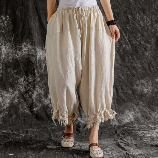 Pantalones Casuales de Algodón y Lino Sueltos Tipo Linterna para Verano - Image 20