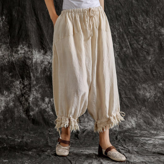 Pantalones Casuales de Algodón y Lino Sueltos Tipo Linterna para Verano - Image 24
