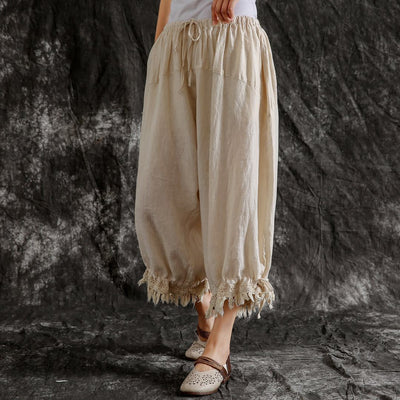 Pantalones Casuales de Algodón y Lino Sueltos Tipo Linterna para Verano - Image 25