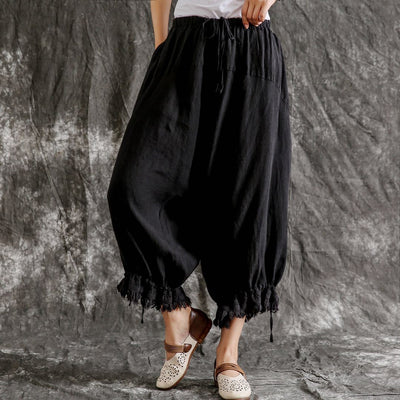 Pantalones Casuales de Algodón y Lino Sueltos Tipo Linterna para Verano - Image 26