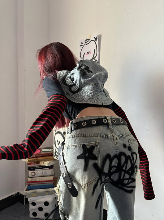 Jeans Sueltos Y2K Graffiti Retro para Mujer - Image 15