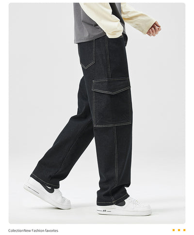 Pantalones Rectos Holgados Estilo Hong Kong Multiuso para Hombre - Image 21