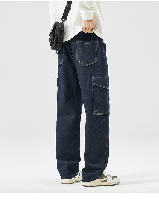Pantalones Rectos Holgados Estilo Hong Kong Multiuso para Hombre - Image 22