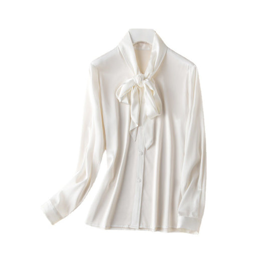 Blusa de Seda Mulberry con Cuello V y Lazo Grande para Mujer - Image 27