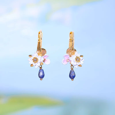 Aretes Vintage Jardín Monet Flores Esmaltadas para Mujer - Image 13