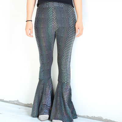Pantalones Acampanados Reflectantes de Cintura Alta para Mujer - Image 12