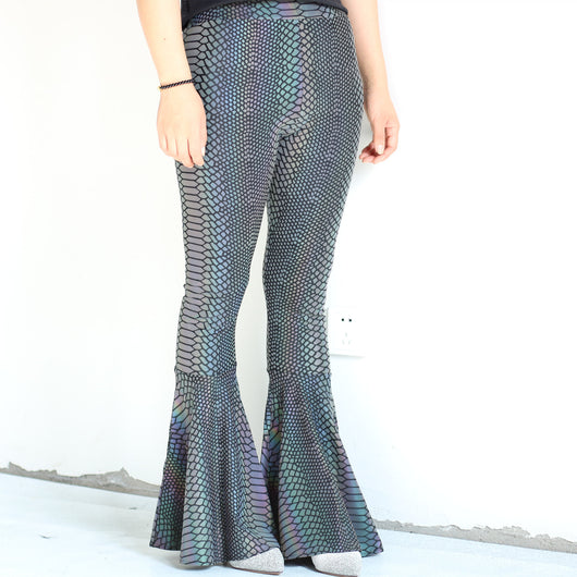 Pantalones Acampanados Reflectantes de Cintura Alta para Mujer - Image 14
