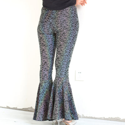 Pantalones Acampanados Reflectantes de Cintura Alta para Mujer - Image 15
