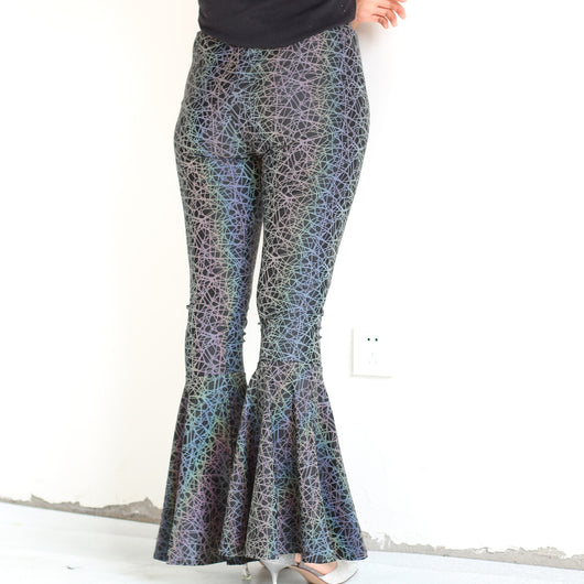 Pantalones Acampanados Reflectantes de Cintura Alta para Mujer - Image 15