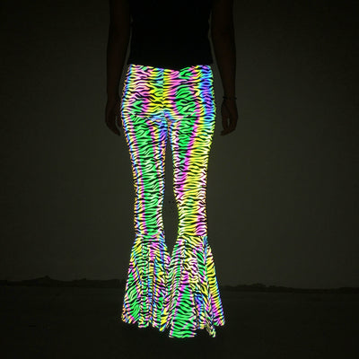 Pantalones Acampanados Reflectantes de Cintura Alta para Mujer - Image 18
