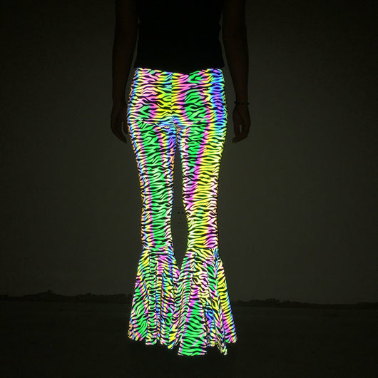 Pantalones Acampanados Reflectantes de Cintura Alta para Mujer - Image 18