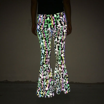 Pantalones Acampanados Reflectantes de Cintura Alta para Mujer - Image 19