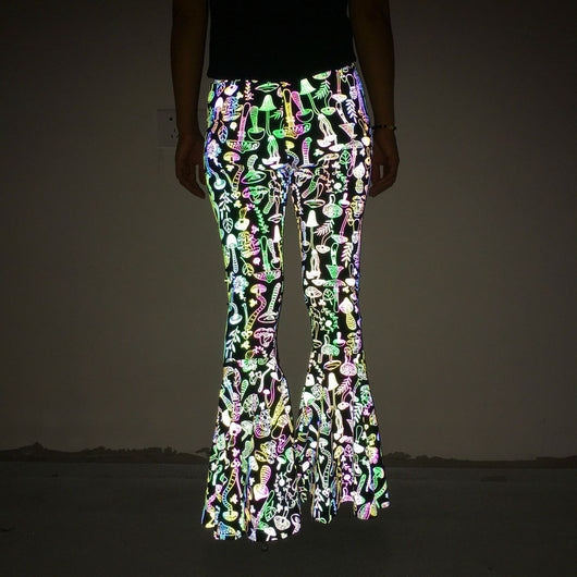 Pantalones Acampanados Reflectantes de Cintura Alta para Mujer - Image 19