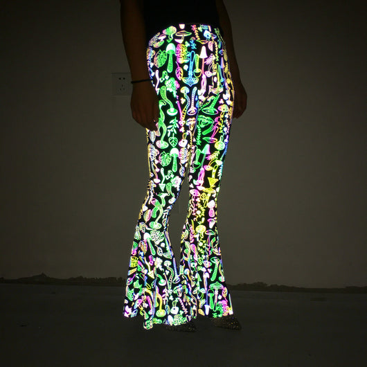 Pantalones Acampanados Reflectantes de Cintura Alta para Mujer - Image 21