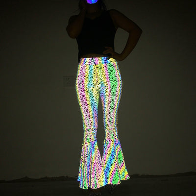 Pantalones Acampanados Reflectantes de Cintura Alta para Mujer - Image 22