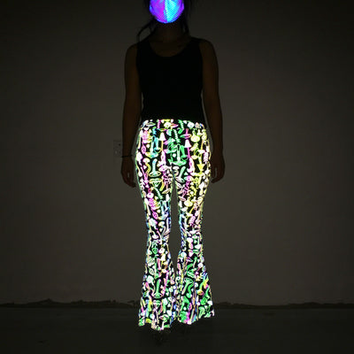 Pantalones Acampanados Reflectantes de Cintura Alta para Mujer - Image 26