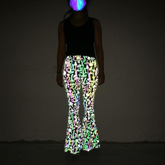 Pantalones Acampanados Reflectantes de Cintura Alta para Mujer - Image 26