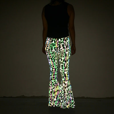 Pantalones Acampanados Reflectantes de Cintura Alta para Mujer - Image 27