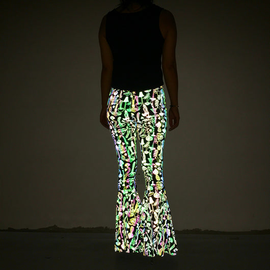 Pantalones Acampanados Reflectantes de Cintura Alta para Mujer - Image 27