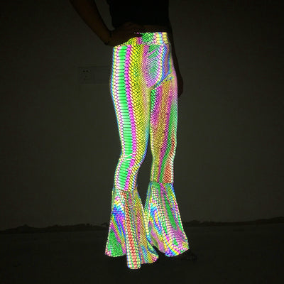 Pantalones Acampanados Reflectantes de Cintura Alta para Mujer - Image 32