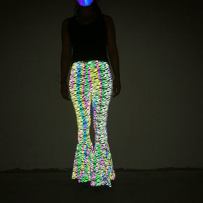 Pantalones Acampanados Reflectantes de Cintura Alta para Mujer - Image 34