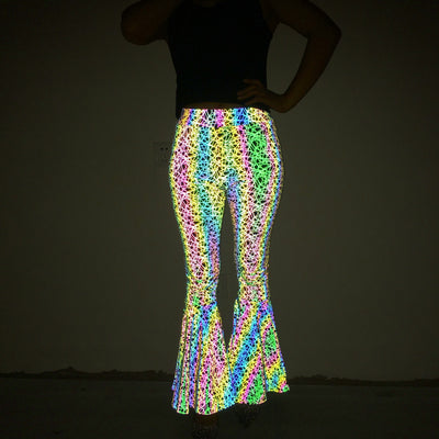 Pantalones Acampanados Reflectantes de Cintura Alta para Mujer - Image 41