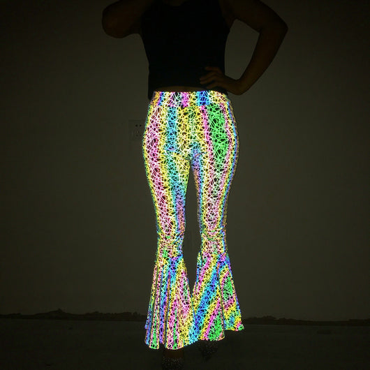 Pantalones Acampanados Reflectantes de Cintura Alta para Mujer - Image 41