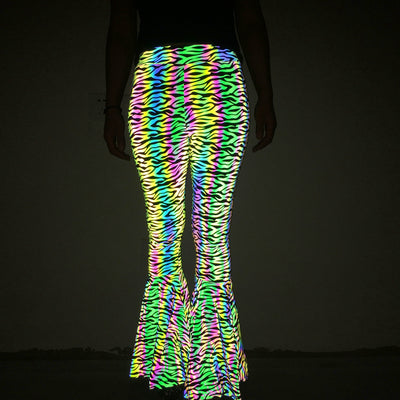 Pantalones Acampanados Reflectantes de Cintura Alta para Mujer - Image 42