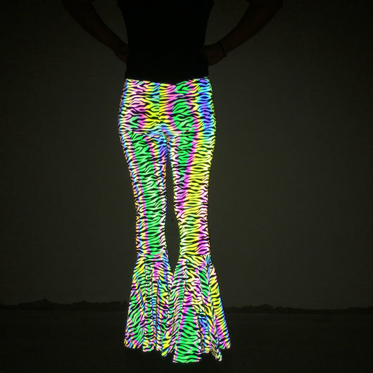 Pantalones Acampanados Reflectantes de Cintura Alta para Mujer - Image 44