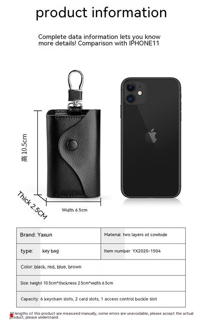 Cartera Llavero de Cuero Genuino Multifuncional Gran Capacidad - Image 10