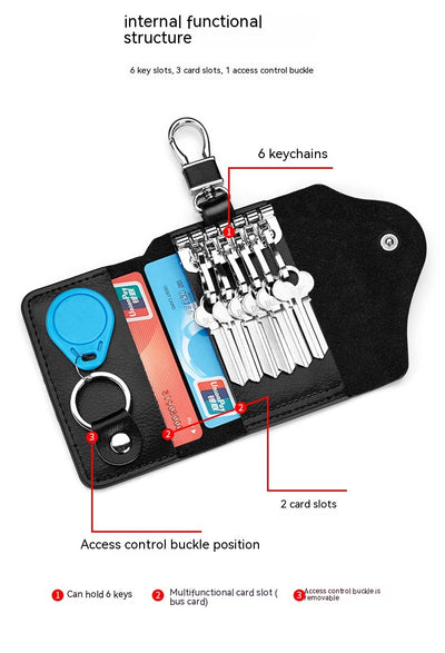 Cartera Llavero de Cuero Genuino Multifuncional Gran Capacidad - Image 13