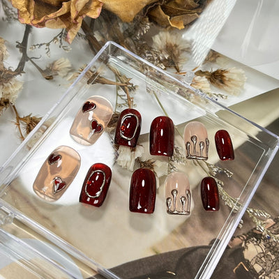 Uñas de Novia Ojo de Gato Rojo Intenso - Aplicación Manual Premium - Image 5