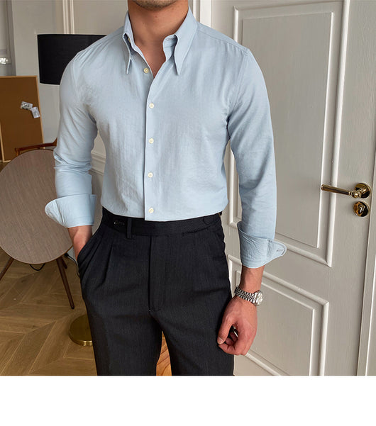 Camisa Ejecutiva Slim Fit Cuello Italiano para Hombre - Image 8