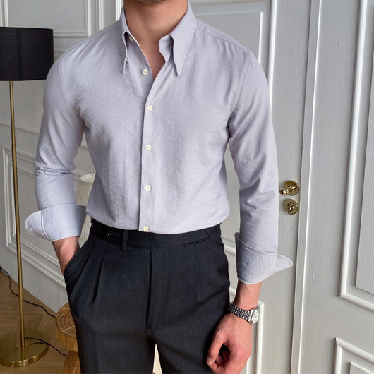 Camisa Ejecutiva Slim Fit Cuello Italiano para Hombre - Image 9