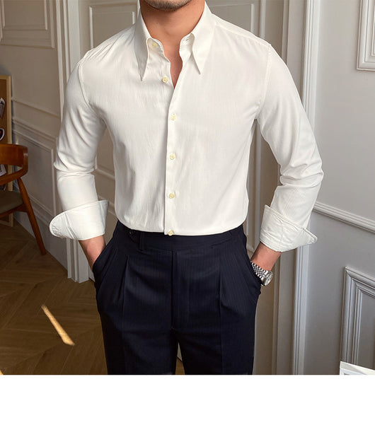 Camisa Ejecutiva Slim Fit Cuello Italiano para Hombre - Image 14