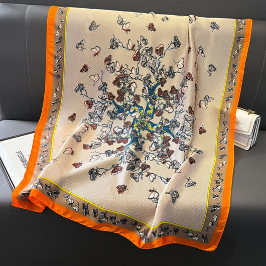 Pañuelo de Seda Estampado Mariposas - Chal Largo Delgado para Mujer - Image 26