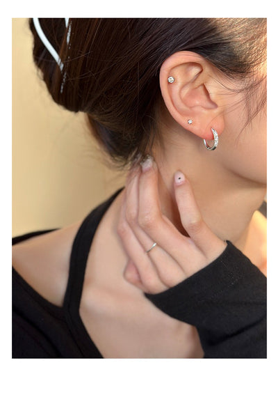Aretes de Clip Geométricos con Circonita y Diamantes de Imitación para Mujer - Image 30