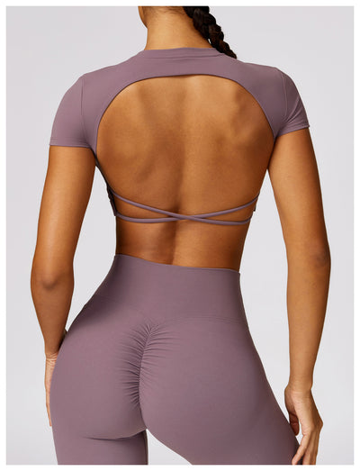Top Deportivo Ajustado Antiimpacto con Manga Corta para Yoga - Image 53
