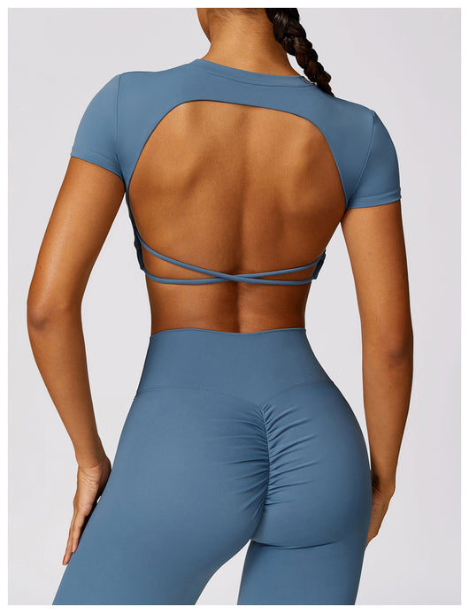 Top Deportivo Ajustado Antiimpacto con Manga Corta para Yoga - Image 58